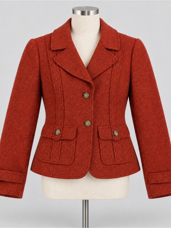 Talbots Jackets & Blazers - Talbots Petites 8P Rust Orange Wool Blend Blazer Academia Preppy